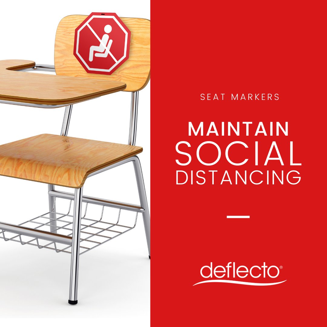 Deflecto's tweet image. Ensure social distancing by restricting specific seating areas.

#deflecto #safeschools #schoolsafety #safetysolutions