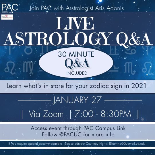 THE TIME IS NOW! Log on to the Live Q&amp;A and ask astrologist Aris Adonis any questions you have about astrology! Access the event on our campus link!! ✨⚡️🌙