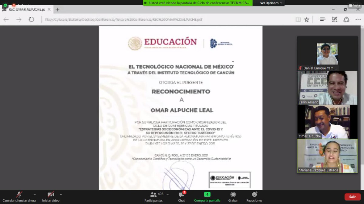 Reconocimiento a nuestro profesor <a href="/omaralpuche/">omar alpuche leal</a>, estamos felices por aver logrado nuestro objetivo. @EventoITCancun <a href="/mapachestec/">@MAPACHESTec</a>
