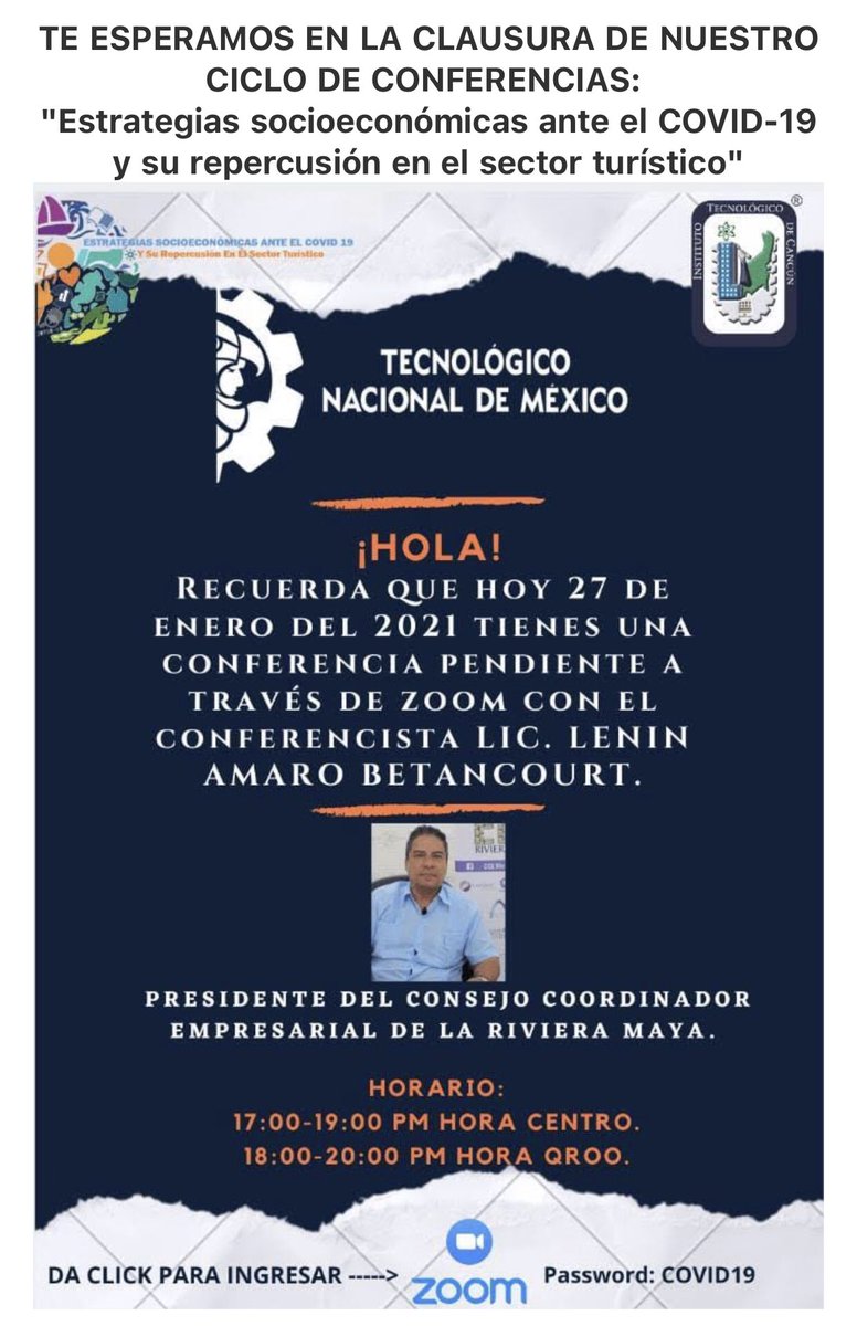Hoy es la clausura del ciclo de conferencias organizado por alumnos del emblemático <a href="/TecNM_MX/">TecNM</a> campus Cancún, no te lo pierdas.