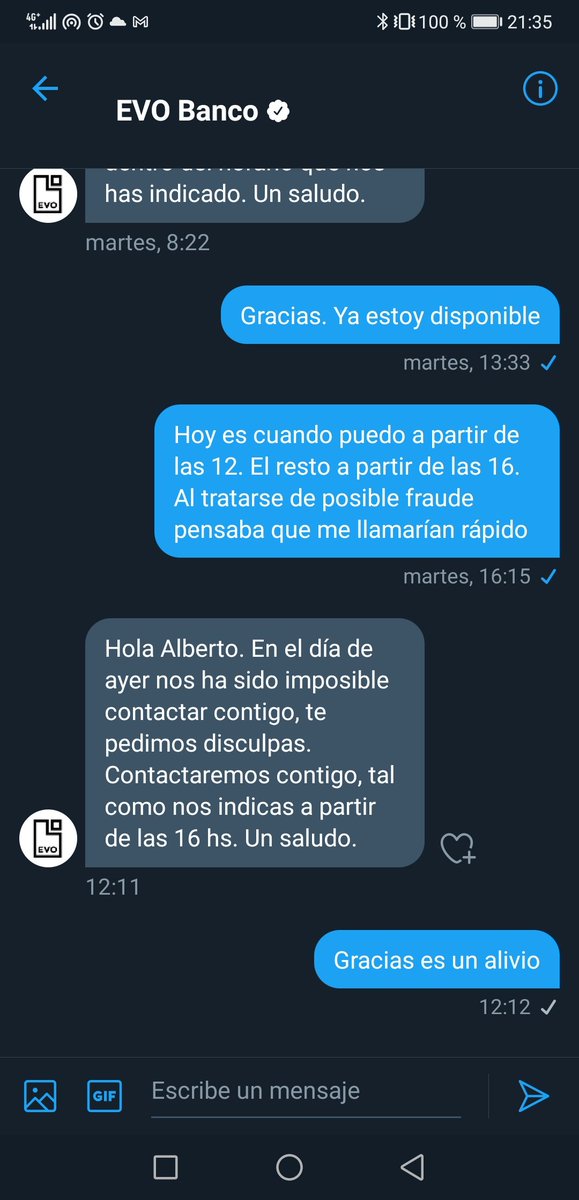 albertitov86's tweet photo. @EVObanco Con un mensaje comodín por lo que parece. Me habéis respondido como todos los días: escribís aquí para que lo vea la gente pero no me llamáis como me habéis dicho por MP. A pesar de tratarse de un posible fraude. Los hackers lo tienes mucho más fácil en @EVObanco https://t.co/Lm0aawoZun