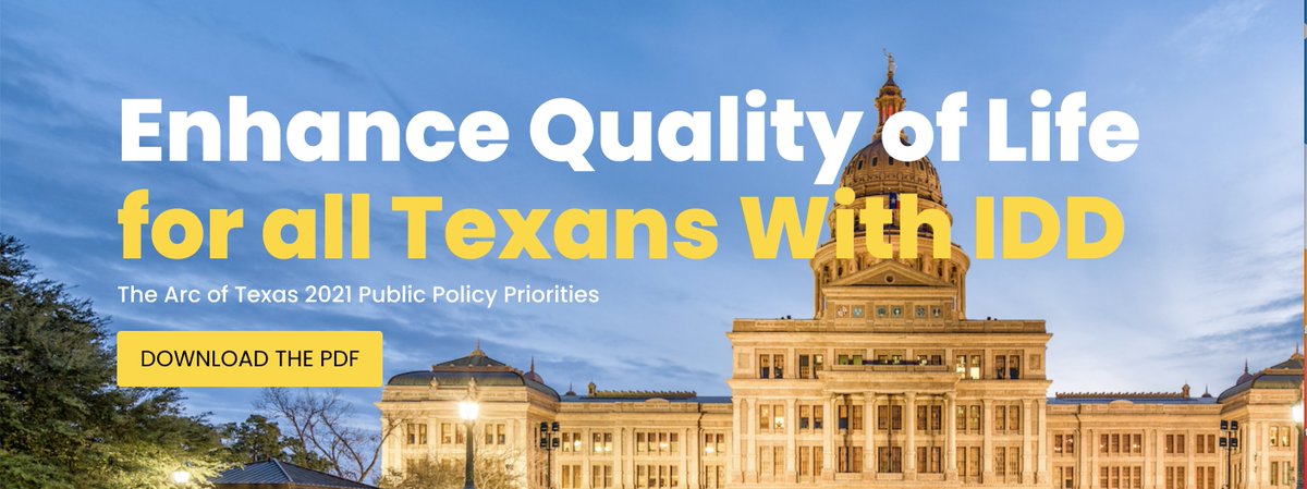 TheArcofTexas's tweet photo. Our public policy priorities for 2021 include legislative solutions that can enhance the quality of life for all Texans with intellectual and developmental disabilities. #txlege https://t.co/p8X2zvfLPd https://t.co/h2F28ahz5X
