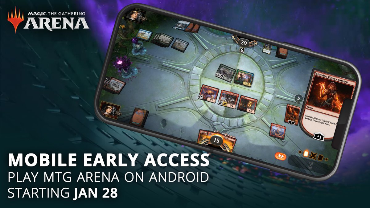 The  #MTGArena Mobile Early Access on Android will be here TOMORROW!  Here’s a thread of some new features that will make your mobile experience as smooth as possible.