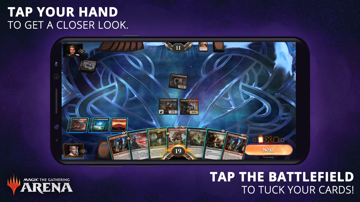 Tap the battlefield and minimize your cards in hand to get the bigger picture, or tap your hand to view your cards even closer.