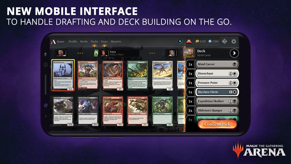 The new mobile interface makes it easy to design decks and draft on the go. You can build or play whenever inspiration strikes!