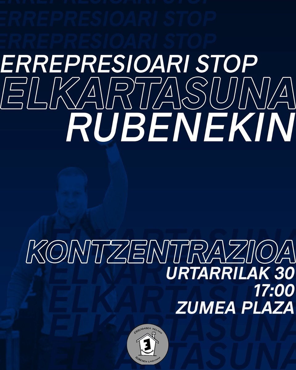 Larunbat honetan Rubeni elkartasuna adierazteko mobilizazioak burutuko dira Arbizun eta Andoainen. *Mobilizazio hauetara atxikitzen gara*!

🔴Zumea plazan elkartuko gara arratsaldeko 17:00tan.🔴

*ERREPRESIOA STOP, RUBEN ZUREKIN GAUDE*