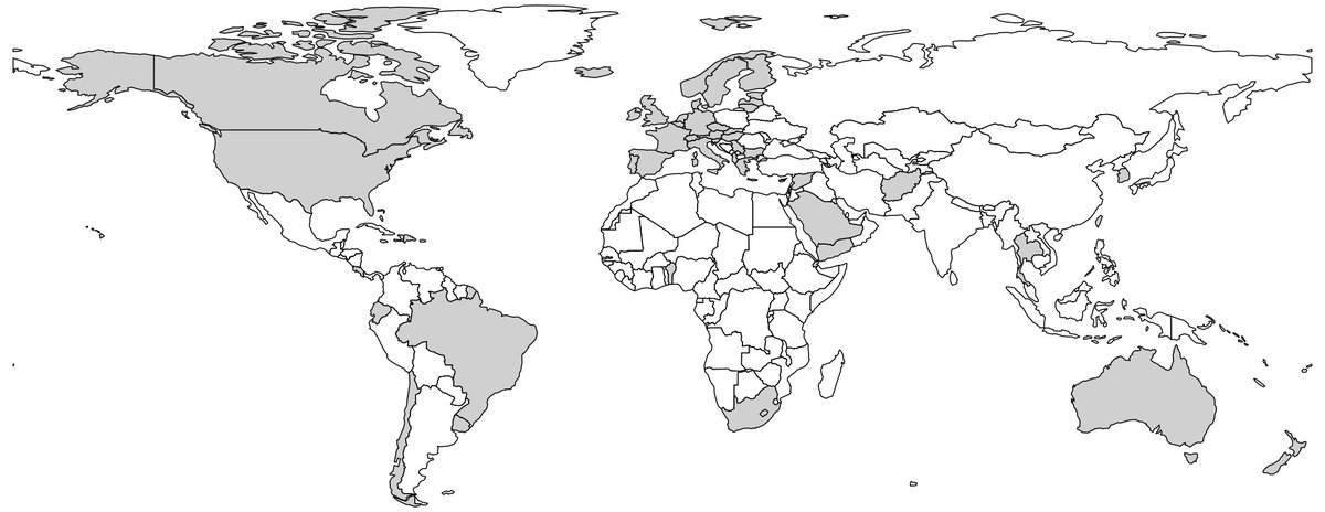Hot off the press Are musculoskeletal conditions neglected in national health surveys?Yes they are! https://academic.oup.com/rheumatology/advance-article/doi/10.1093/rheumatology/keab025/6119394And that's the extent of the problem  *white areas represent countries' where MSK conditions are neglected in national health surveys