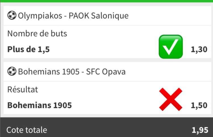 JLPronos1's tweet photo. ⭐⭐Prono du jour et Prono J⭐⭐

✅✅ 1/2 pour aujourd'hui avec un     
❌✅ goût amer pour Bohemians et le but refusé pour un hors-jeu à qui le veux, pas de perte aujourd'hui avec ces deux combinés, bonne soirée et à demain pour de nouveaux pronos 👊👊👊 https://t.co/VM46g5xnXa