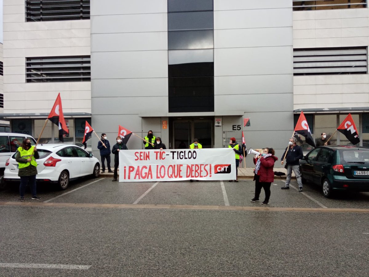 CNTIrunea's tweet photo. La CNT vuelve continúa el conflicto sindical con @tigloo hasta conseguir que la empresa abone la cantidad adeudada al compañero despedido.
#TiglooPagaLoQueDebes
#SeinTicPagaLoQueDebes
#CNTenLucha
#Tigloo
#DefensaSindical https://t.co/illlZTUDEX