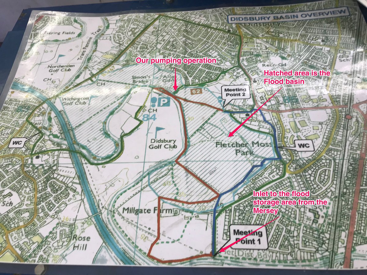 So here’s a map showing just how wide spread the storage area is - it even includes parks and a golf course - 750000m3 of designed flood storage to take the flood peak off the river Mersey.....