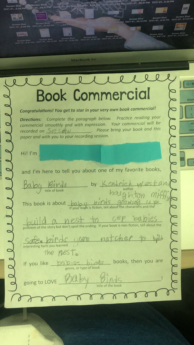 Author’s Share and Book Commercials in second grade today!!!  Got to keep the troops engaged even on an early release day!  These young authors rock! ❤️@Cambridge_AH @AHISD #authorshare