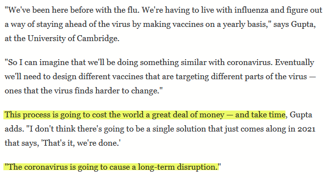 Virologist is optimistic vaccines can be updated to handle variants but... "I don't think there's going to be a single solution that just comes along in 2021 that says, 'That's it, we're done.'" https://www.npr.org/sections/goatsandsoda/2021/01/27/961108577/why-scientists-are-very-worried-about-the-variant-from-brazil