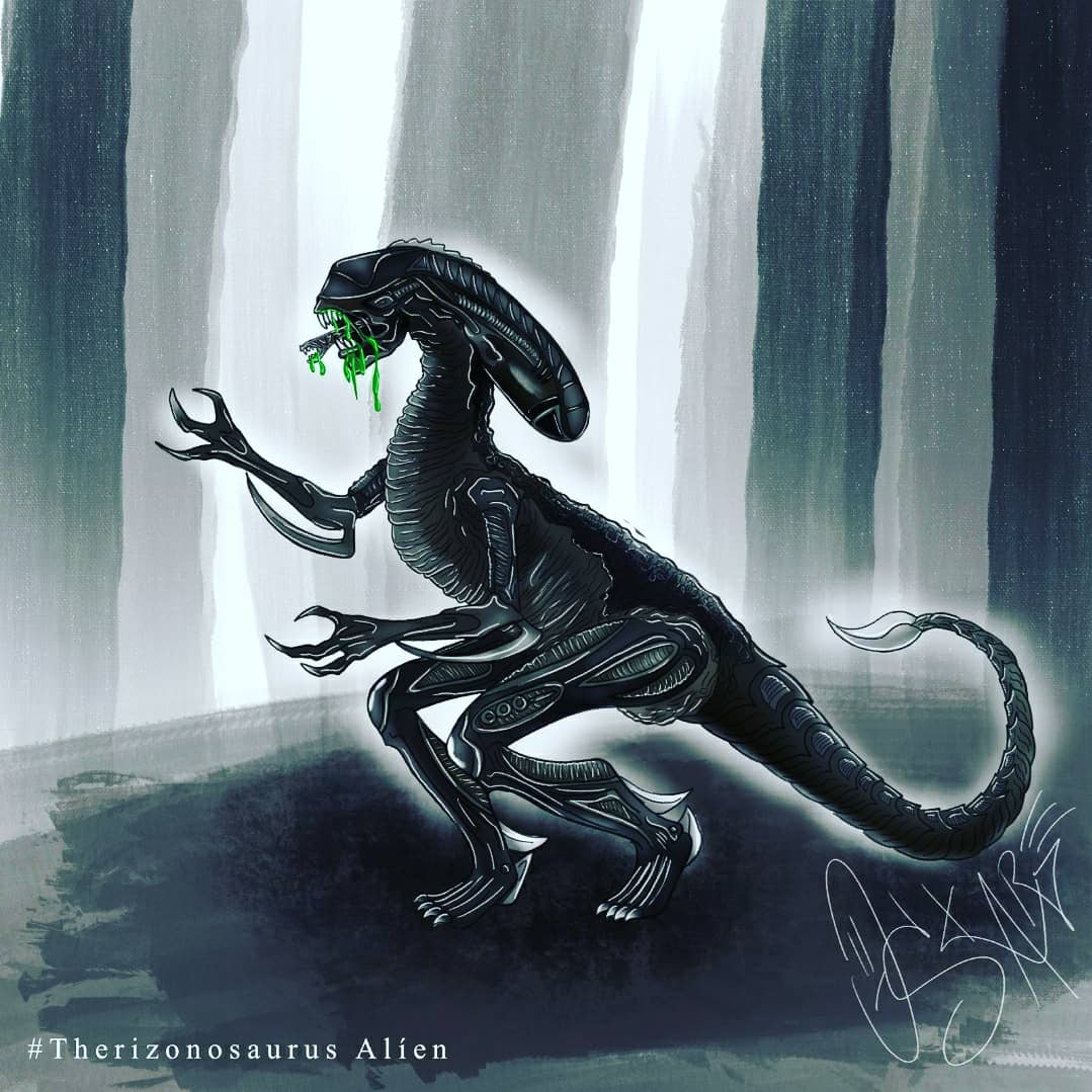 QscArte's tweet photo. #therizonosaurusalien  la leche... que rayos es un #therizonosaurus !!? Si tenéis curiosidad lo buscáis... un #alien está claro, no?
Esta es la propuesta número 27 del #creatuanary2021 https://t.co/WleYGaRZDJ