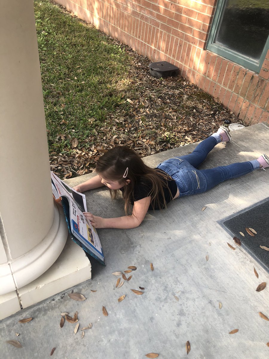 Beautiful day reading in the sun looking for non-fiction text features! #mbebears2020 #mbeisfamily #lighttheway