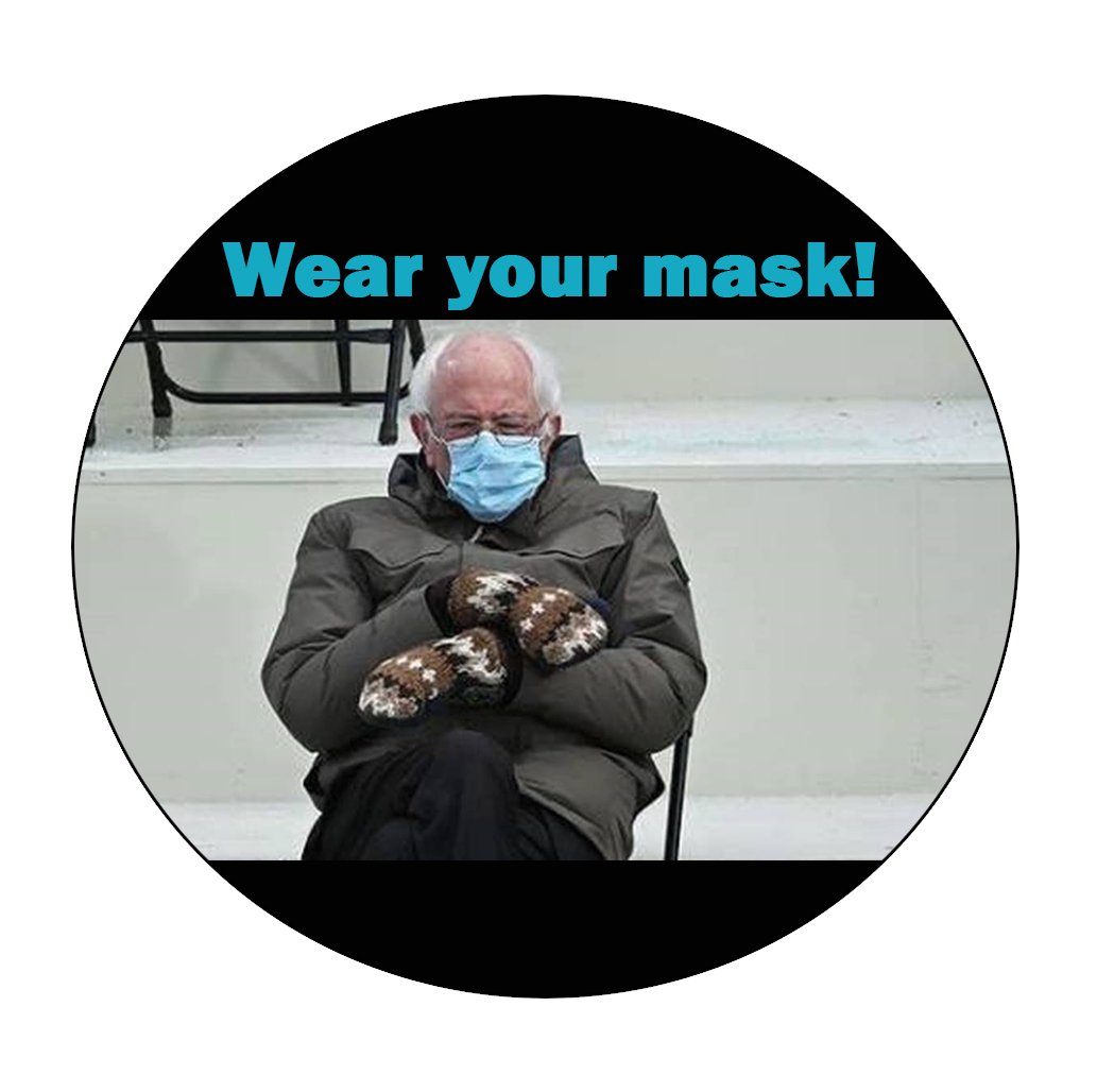 UTCLibrary's tweet image. Looking for something that will remind you (and others) that #MocsMaskUp while on @UTChattanooga campus? Pick up a meme button from @UTCLibrary! On the 1st floor in front of the Check Out desk. Mocs card required to enter, and masks.. obvi 😀 💛 💙