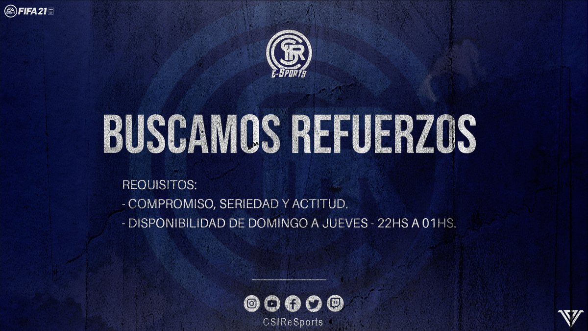 CSIReSports's tweet image. #Pruebas 📈

Esta noche estaremos probando jugadores para reforzar el plantel de cara a la liga. 

❗️⚠️Prioridad: DEFENSORES CENTRALES - MCD tapón - ARQUERO.

Experiencia en segunda división y superliga (requisito no excluyente)

Comunicarse por MD a la brevedad. 

#VamosLepra 💙