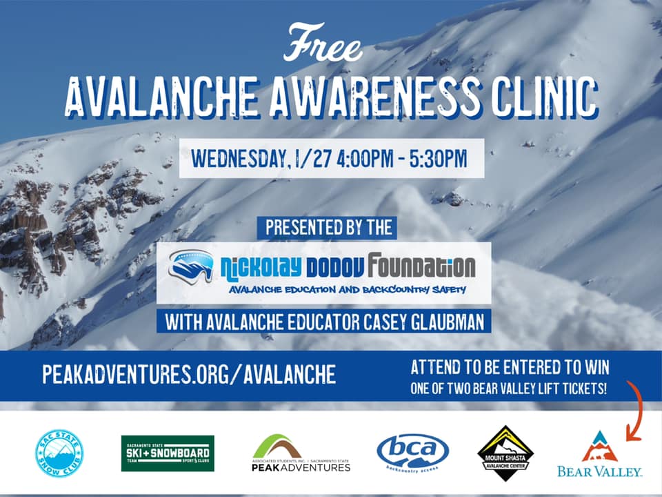 Free Avalanche Awareness Clinic TODAY at 4:00pm! peakadventures.org/avalanche