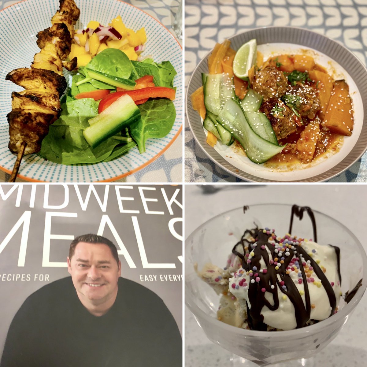 McCannEdel's tweet image. Midweek meals from @nevenmaguire skewers with delicious mango salsa, &amp;amp; Vietnamese meatball &amp;amp; sweet potato &amp;amp; homemade ice-cream😋 #lockdown #familycook #nevenmaguire #midweekmeals