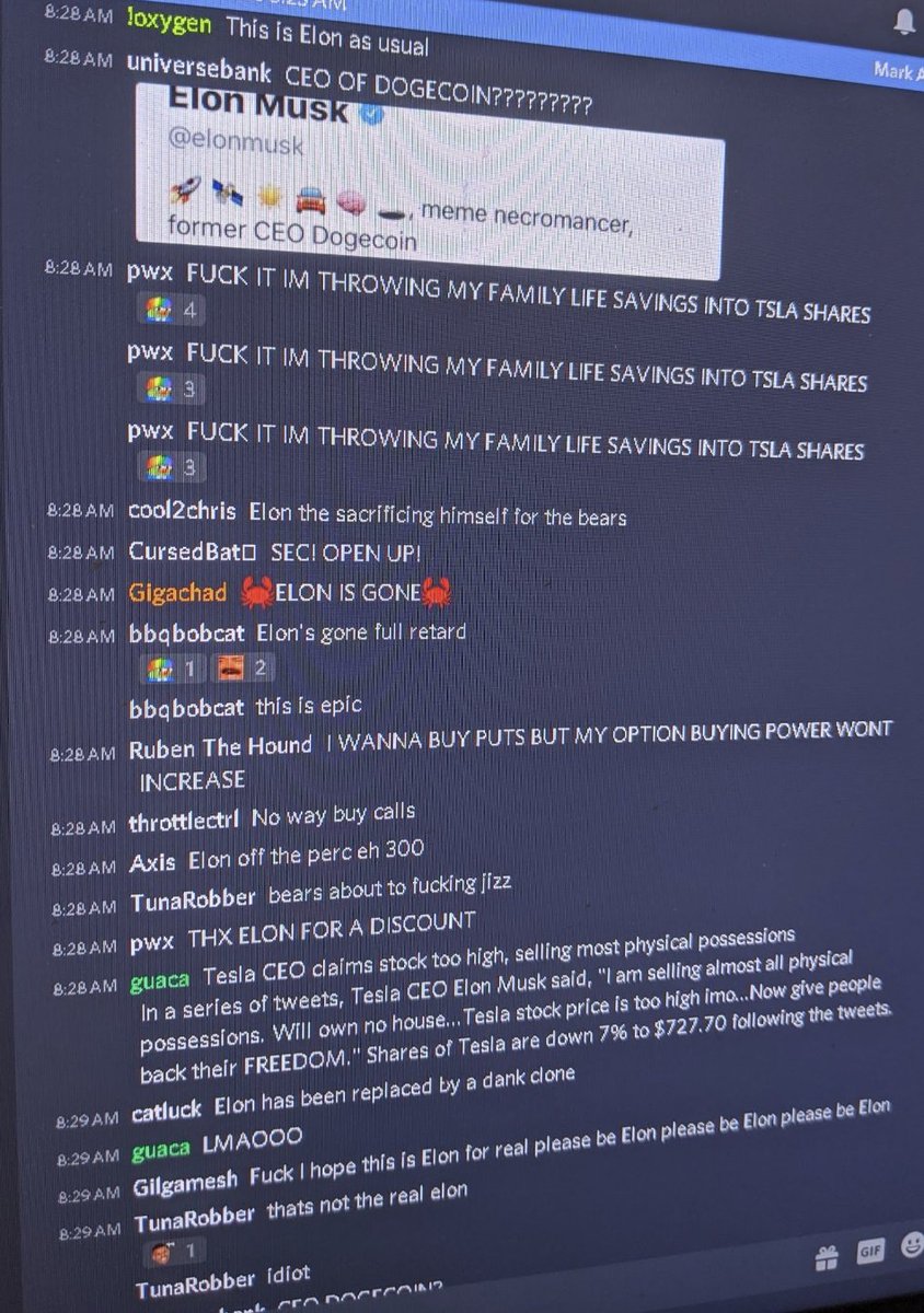 Here's a sample of what the discord chat looks like on the inside, I believe this was the dedicated chat for options, there are other rooms for other financial products. This is from May 1st 2020.