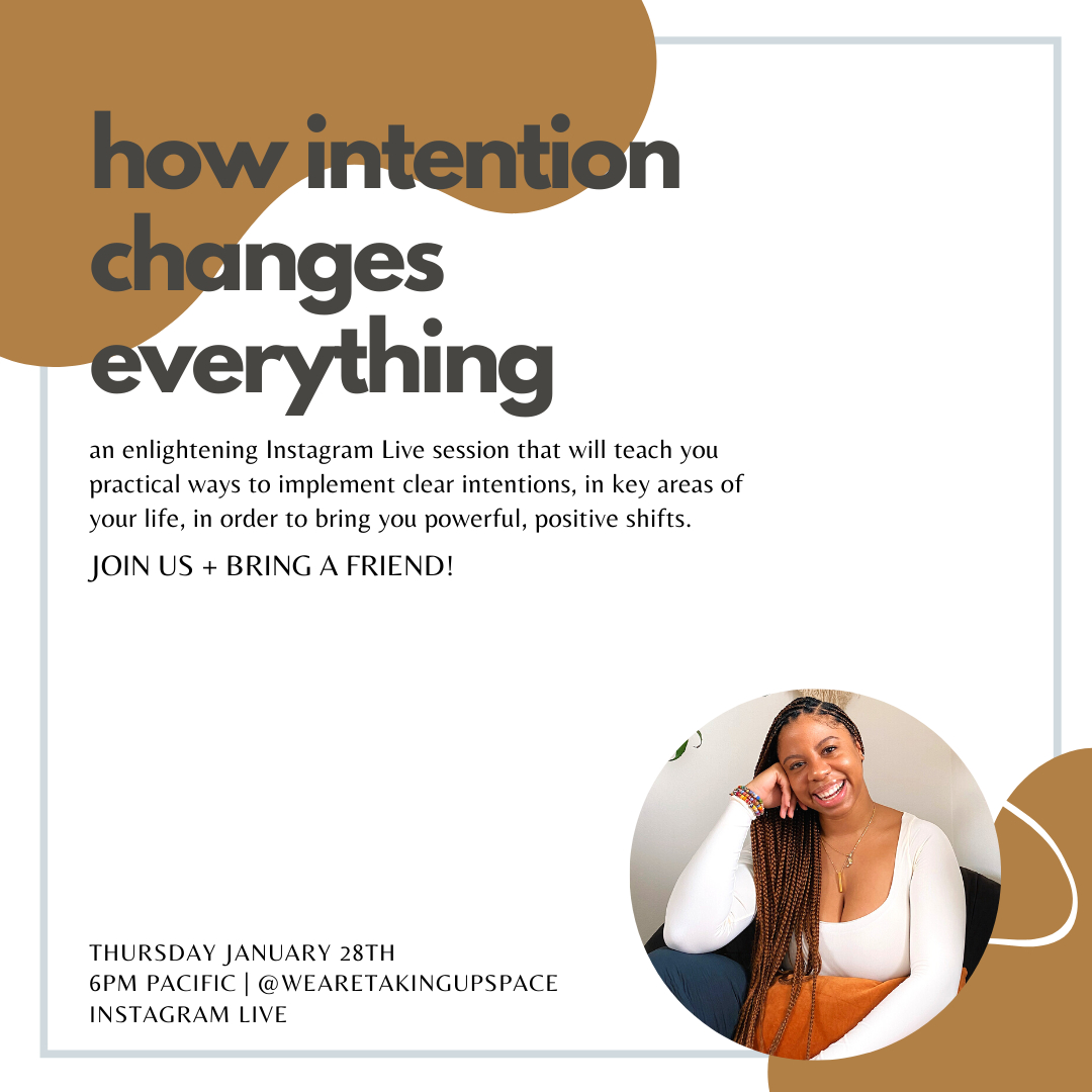 letstakeupspace's tweet photo. WE'RE GOING LIVE TOMORROW! 

join us here at 6PM pacific as @thesoulfulguide_ teaches us how to create + implement #intentions in key areas of our lives in order to experience more abundance, clarity, joy and peace.

after leaving this session you will know:
⋒ how to have clear https://t.co/OwW0CdzSff