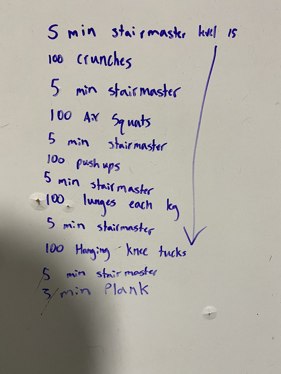 1000+ Calories. 4 miles on the stairmaster. Cutting from 275 to 260 by 3/15/21. #thereisnooffseason #grind