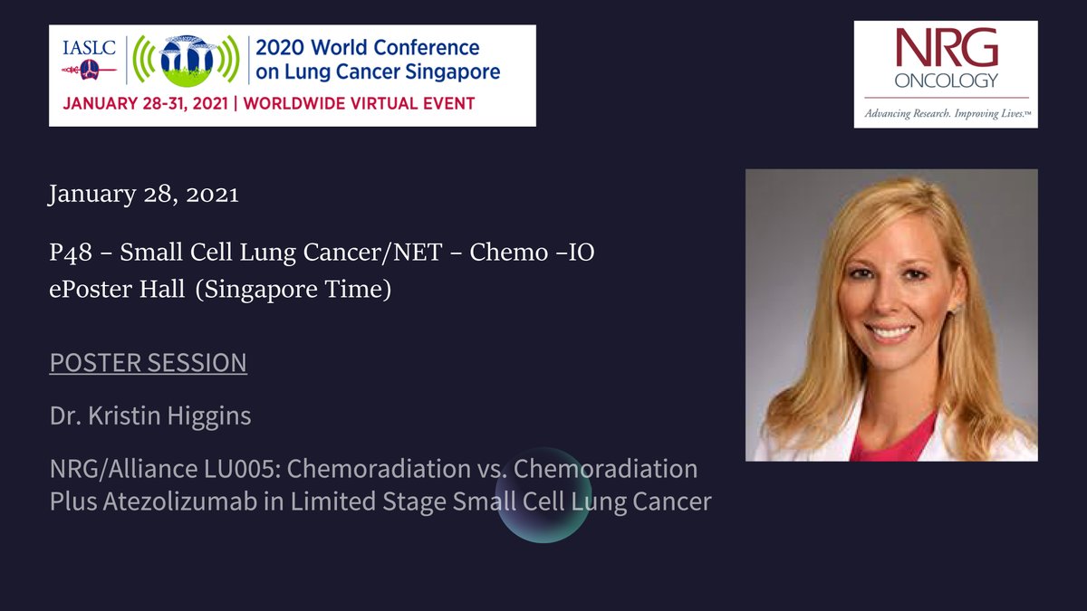 NRG Oncology (@nrgonc) on Twitter photo If you are attending #WCLC20 - be sure to check out <a href="/KHigginsMD/">Kristin Higgins</a> and the poster session for NRG-LU005 for limited-stage SCLC! <a href="/IASLC/">IASLC</a> <a href="/WinshipAtEmory/">Winship Cancer Institute of Emory University</a> #LCSM If you are attending #WCLC20 - be sure to check out <a href="/KHigginsMD/">Kristin Higgins</a> and the poster session for NRG-LU005 for limited-stage SCLC! <a href="/IASLC/">IASLC</a> <a href="/WinshipAtEmory/">Winship Cancer Institute of Emory University</a> #LCSM