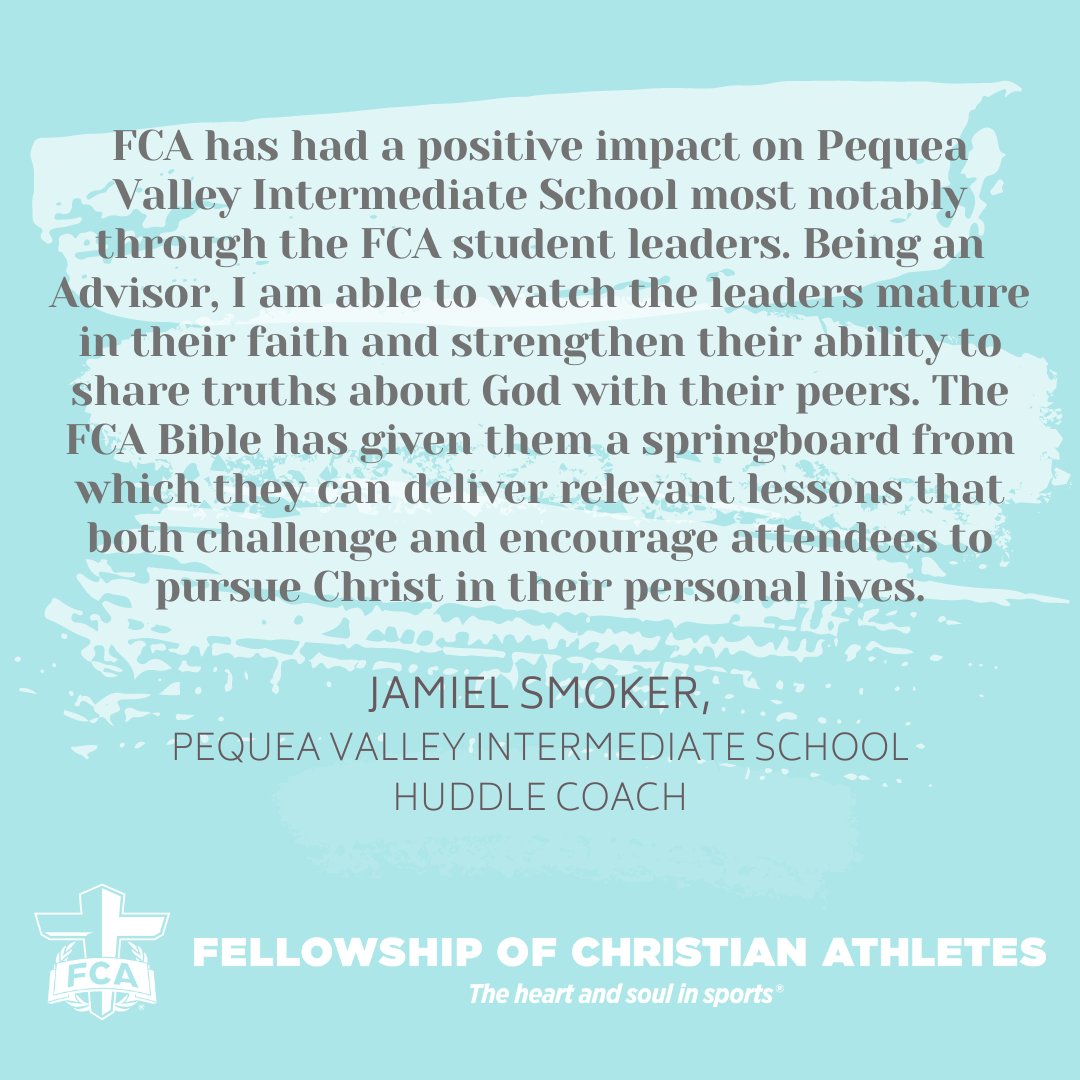 We are so thankful for those who serve the ministry of FCA in a volunteer role! Hear from Jamiel Smoker, huddle coach at Pequea Valley Intermediate School, about the impact of FCA on the students there.

#LancasterFCA