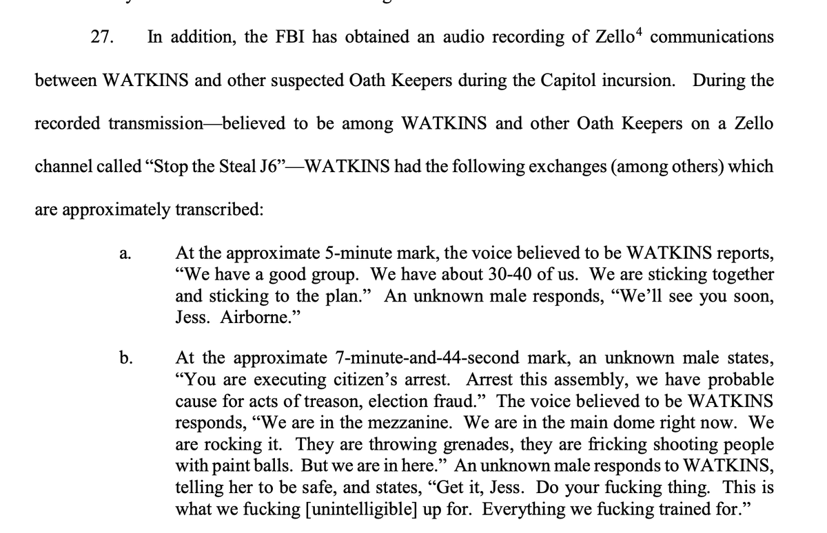 I think we've seen this before, the "WE TRAINED FOR THIS VIOLENT CONSPIRACY THING WE'RE DOING!!!"But I just love pointing out these guys using Zello, consumer electronics! In the most surveilled chunk of dirt on EARTH! FOR TREASON! 