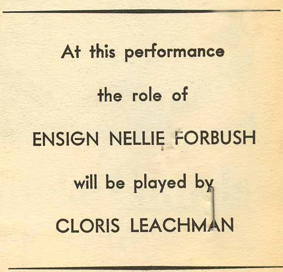 Cloris Leachman also played Nellie Forbush in the original Broadway production of South Pacific (seen here with George Britton).