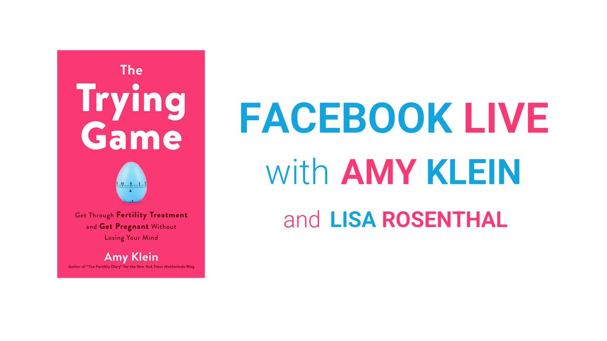 Join <a href="/RosenthaLisa/">Lisa Rosenthal</a> and <a href="/AmydKlein/">Amy Klein</a>, author of The Trying Game, as they discuss #infertility, Amy's book, and how to navigate it all (without losing your sanity). RSVP now for this #virtual event next Tuesday, February 2nd at 7pm EST on Facebook Live: facebook.com/events/9148668… #IVF