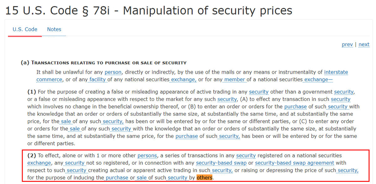 I think the SEC will make an example of one or some of the people involved here. All it's gonna take is connecting a few reddit usernames pumping  $GME with their KYC'd brokerage accounts or potentially even discord groups etc...  https://twitter.com/EricBalchunas/status/1354549348760227841
