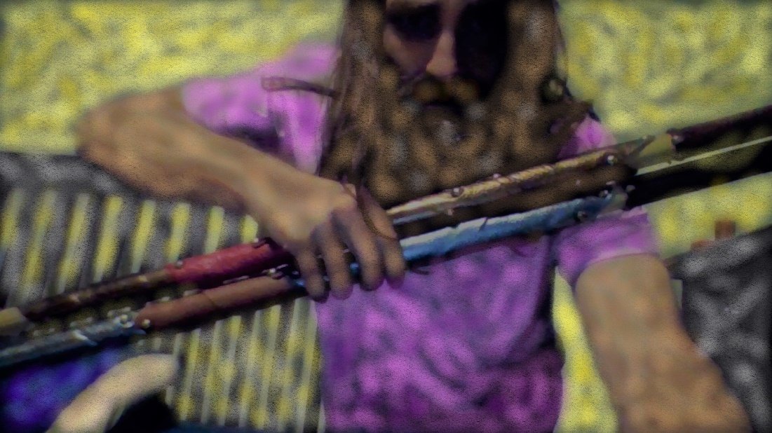 MikeRishot's tweet photo. This photo I call the "Twin Brunettes". That is the name of the design for those bo staffs, which are the one thing in the photo, that's not scribbled on with a pencil. https://t.co/tkCqTEIz6f