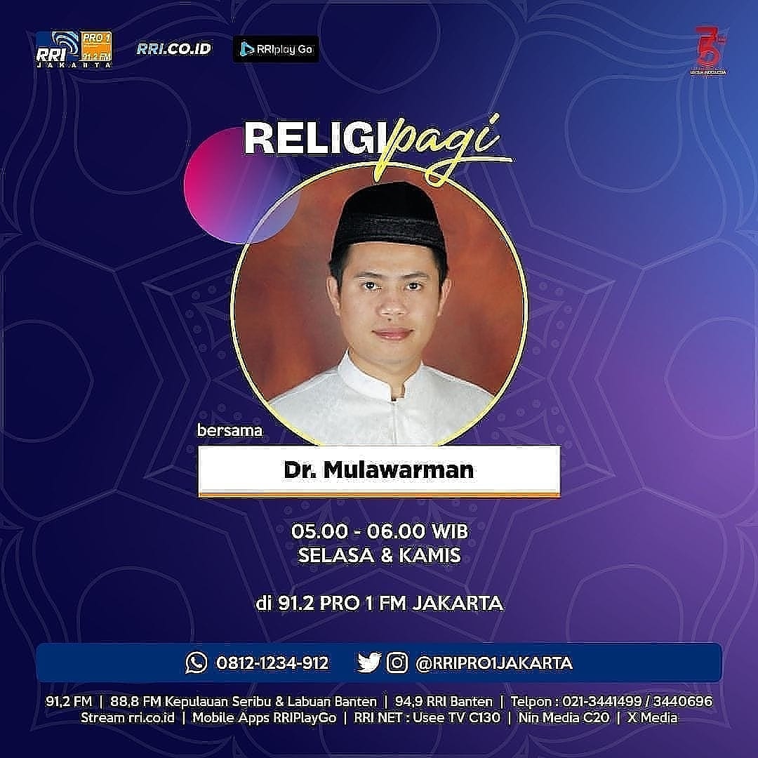 Pendengar dengarkan Religi Pagi hari ini dipandu <a href="/BindaaUmar/">Binbin</a>  dengan tema "Menuntut Ilmu Sekolah dan Pandemi".

Silahkan anda bertanya sesuai dengan tema siaran hari ini melalui whatsapp  0812.1234.912 atau telp 021-3441499 / 3440696

#religipagi #RRIJakarta #Tausiyah #islam