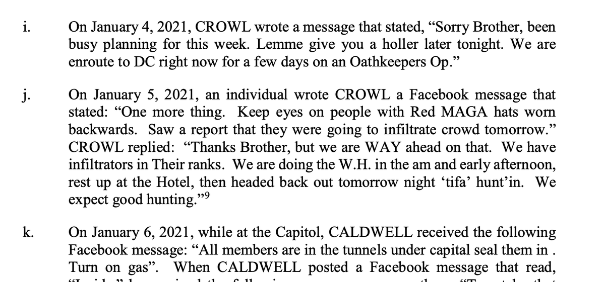 TREASON ITINERARY: Jan 4: Chillin', plannin'.Jan 5: 'TIFA HUNT! (Ooh, they have nicknames for the group not actually there, cool!)Jan 6: Mass murder Congress.</>