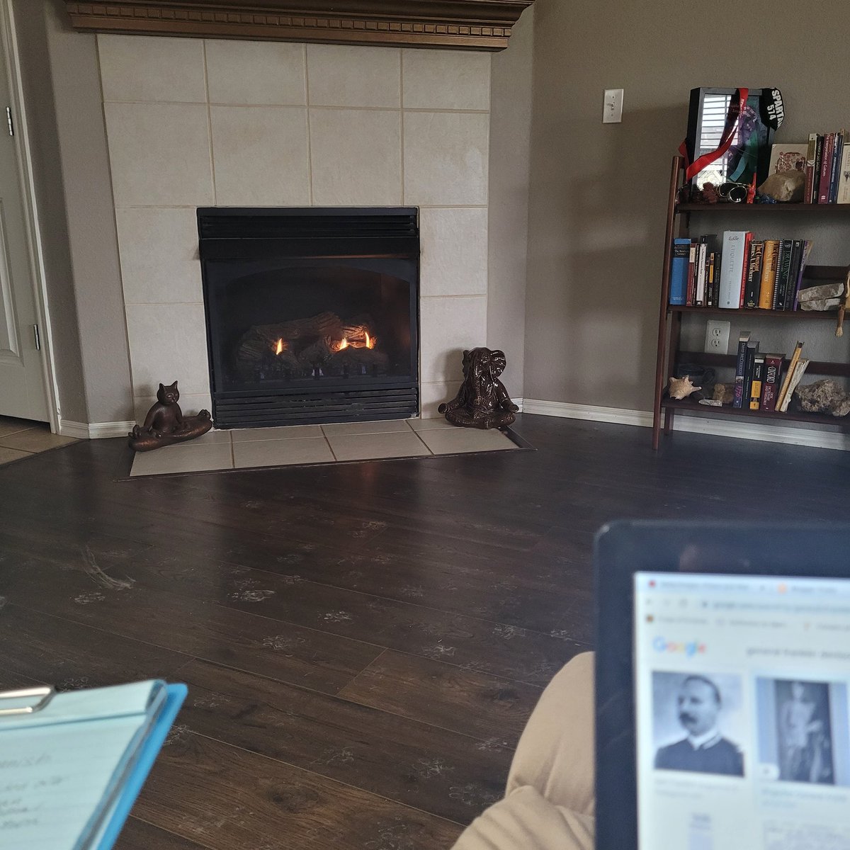 A_D_Elliott's tweet photo. It is sooooo cold, my friends!

I finally gave up and moved to the recliner in front of the fire. Today is a day for hot chocolate and soup.

*Please ignore Ziggy's paw prints, I haven't swiffered yet today.

#TaketheBackRoads #WinterComforts https://t.co/cu1HkLLNGr