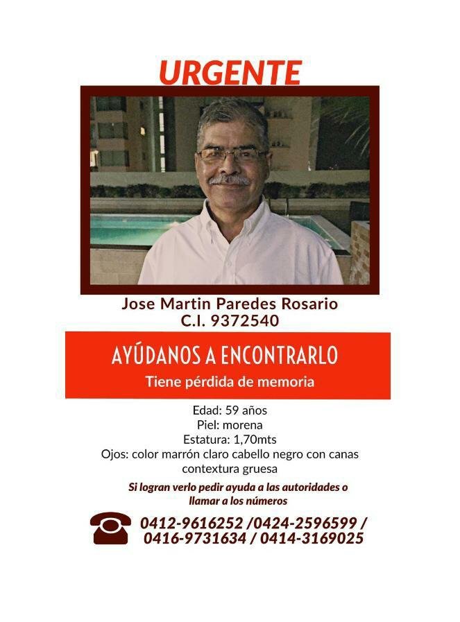 Lucas__ai's tweet photo. Hola !!! A todos mis amigos y contactos en #Barquisimeto, este es el papá de una amiga, el está perdido desde hace 8meses y la última información que se supo de él es que lo vieron en Barquisimeto.. porfa 🙏🏽 si alguien lo ve contactar a los numero de la fotografía  mil gracias. https://t.co/Lu5KDqP3uU