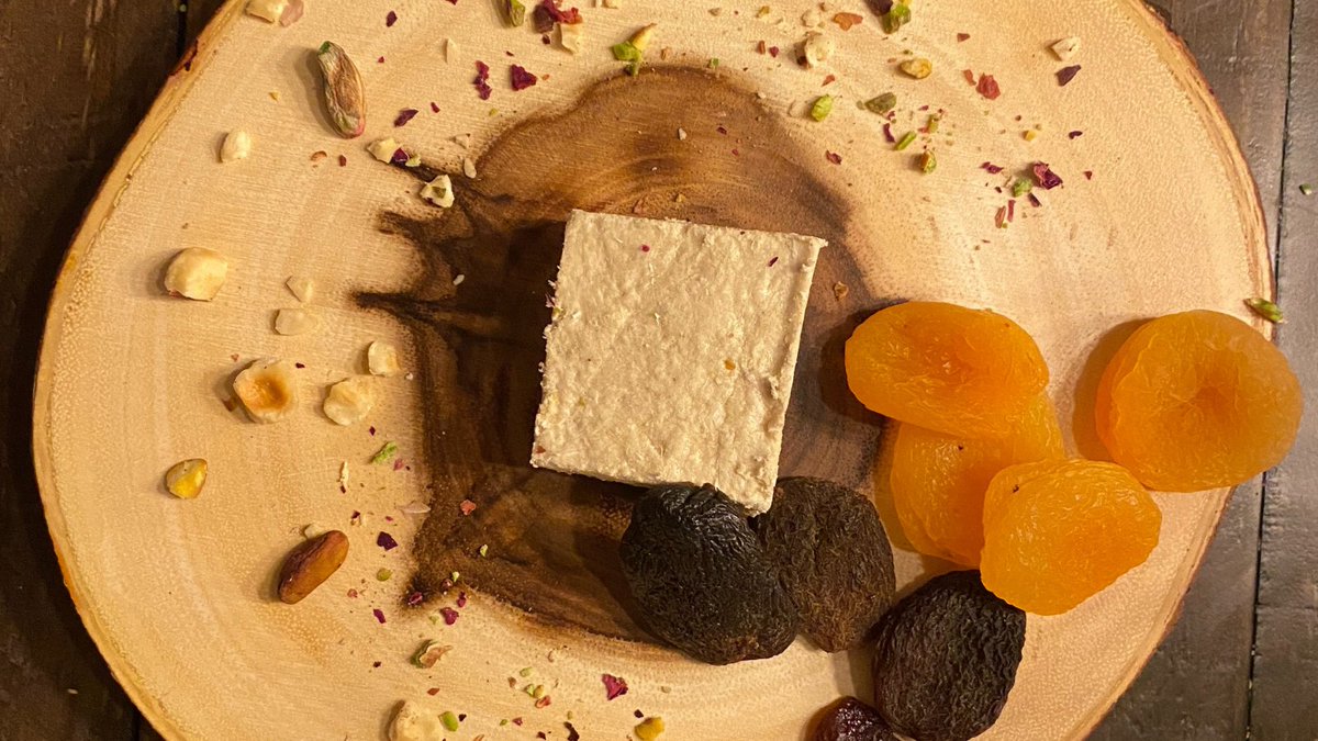 The #squad is all here! Our sweet and delectable vanilla #halva, paired with our soft, juicy dried apricots. Oh ya, can't forget to sprinkle them with a little Pistachio. How are you getting #creative with #foodpairings.