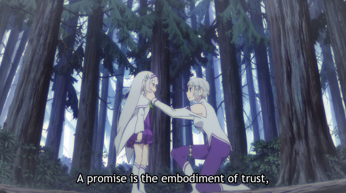 This episode also explained the high importance she places in promises — it's one of the lessons beaten into her by Mother Fortuna (the effect the lesson had on her conveyed through an eye reflection shot, a motif used to show understanding), and something she couldn't repress.