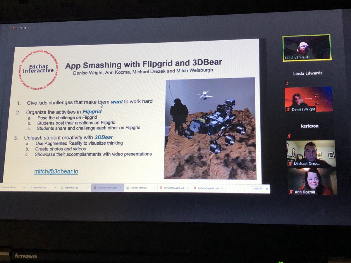 LindaEdwardsi's tweet photo. #EdchatInteractive Appsmashing with @3DBearOfficial and @Flipgrid @DenisecWright @m_drez @annkozma723 @weisburghm https://t.co/FAb8WL9PMj
