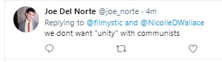 (I get brainwashed asswipes like  @joe_norte telling me every day how the trumpcult feel about unity with Democrats)(4 minutes ago):