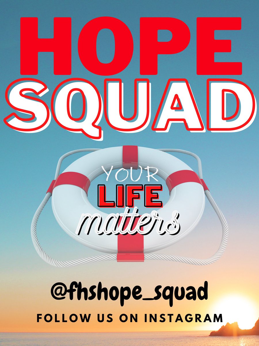 missvanben's tweet photo. Follow fhshope_squad on INSTAGRAM! This is the first year for Hope Squad at FHS. This year, so many people need HOPE (now more than ever). I’m one of the advisors, and we have so many awesome members that are here to help! Follow our page for fun games, inspo, &amp; friends! 🥰 https://t.co/3GIYPIklyY