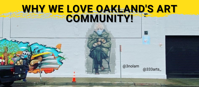 From internet meme to Public Art! Mural at 27th &amp; Broadway by @3nolam. Art can challenge us, but also straight up make us laugh! Oakland artists never miss a moment to turn real life into something beautiful. Why we love our local art community - mailchi.mp/oaklandartmurm…