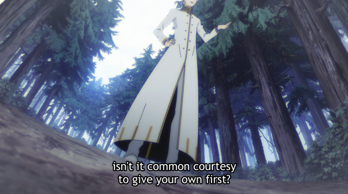 His complete superiority is conveyed through low camera angles, with the only shot from a higher angle displaying a confident smirk, showing the viewer that he is in control of whatever will happen in this situation.