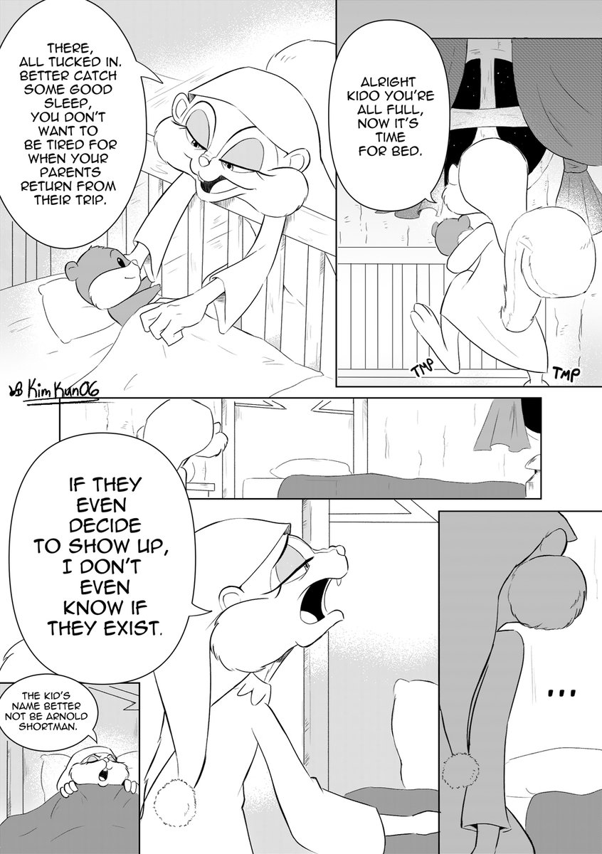 (1/5) A comic thread.
Drawn in manga format so it's read from ⬅Right to Left ⬅
I read a Squirrel fact that I just decided to accept it without questioning it and made a head canon out of it for Skippy. 

#Animaniacs 