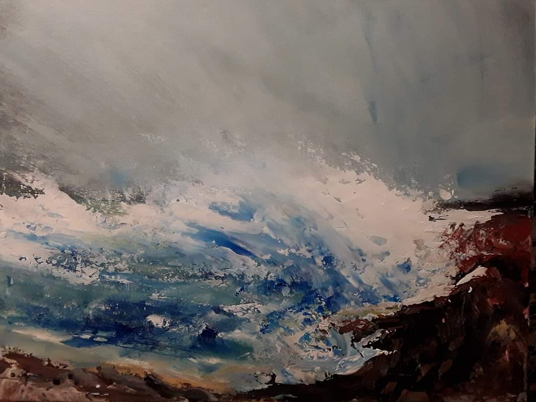 Eye of the storm canvas panel 60cm x 50cm #lockdownart #irishartist #wildatlanticway #seacape #irishart