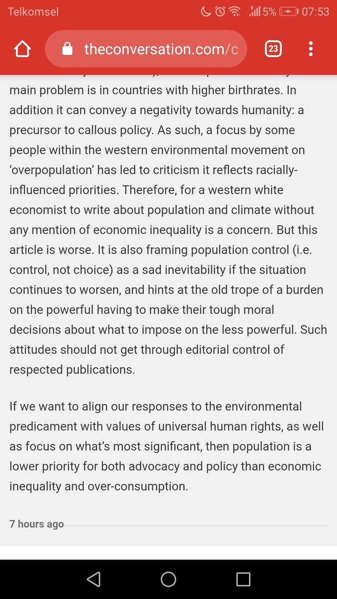 jembendell's tweet photo. And here (2)
Looking at the other comments on the article from academics, we can sense the extent of the #decolonization and #coliberation work to be done in #environmentalism https://t.co/84lIgLCS44