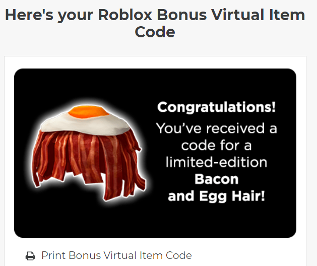 Bacon and Egg Hair Roblox Promo Code