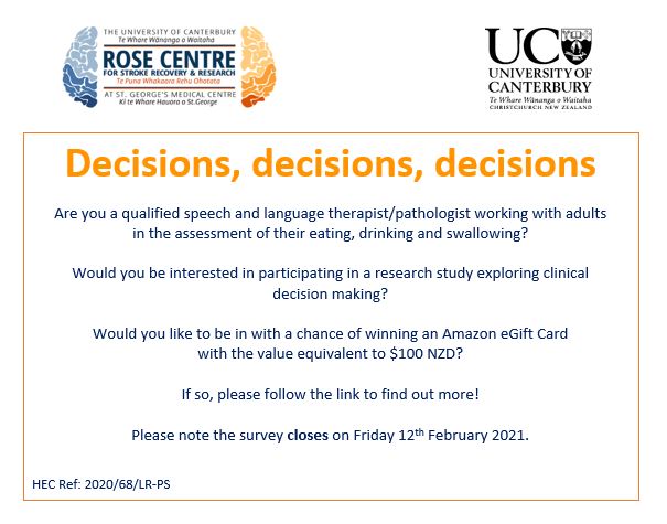 Decisions, decisions, decisions... #slpeeps working in #dysphagia - how do assessment findings influence your #clinicaldecisionmaking? Please consider participating in my PhD research study - follow the link to find out more canterbury.qualtrics.com/jfe/form/SV_1H…