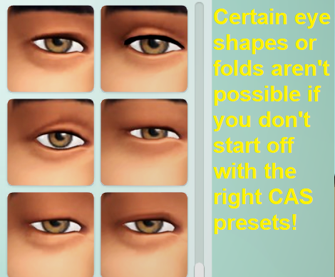 I know I said I'm not a Sims Facts Twitter as a warning to all the new followers I got, but I do have another one I wanna spread:CAS PRESETS ARE DIFFERENT FROM EACH OTHER! Your sim will NEVER have a dimpled chin if you don't use the preset, or certain eye folds, or cheeks!