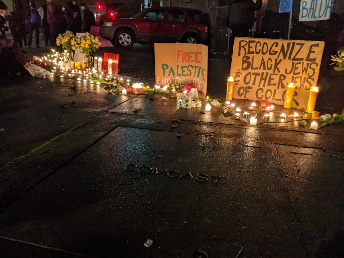 More pictures of the Holocaust memorial outside Portland's ICE building tonight